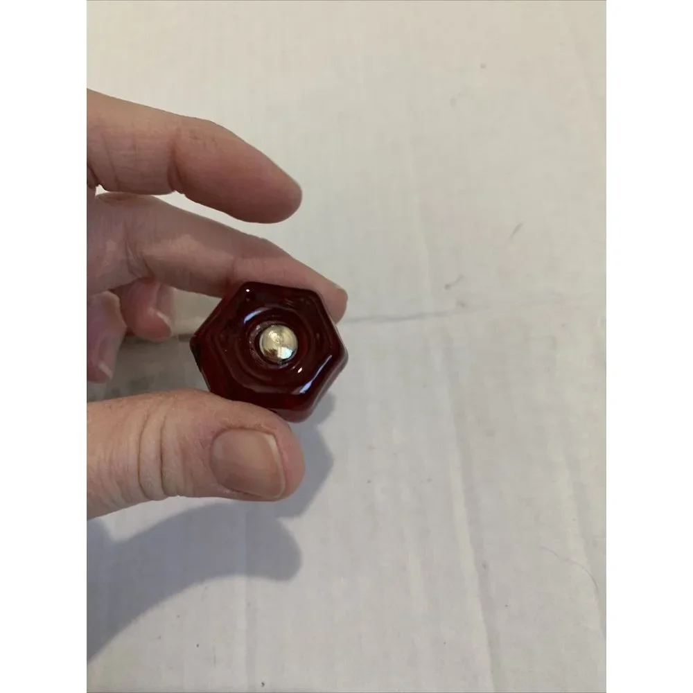 Candy Red Glass Drawer Pulls Cabinet Knobs Vintage Style 1 1/4" SET OF 6 - Picture 4 of 8